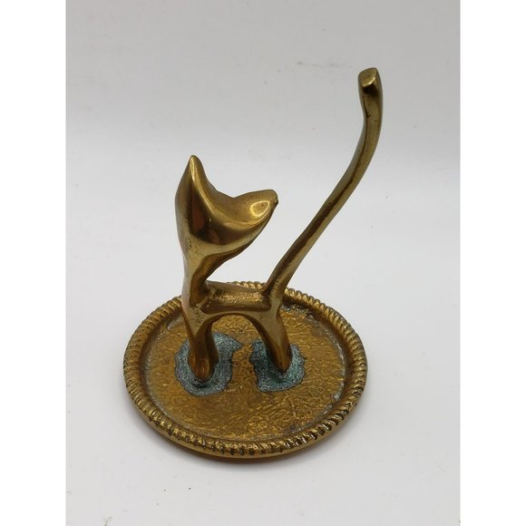 Silver Plated Cat‎ Ring Holder Jewelry Trinket Dish Floral Ornate Feline Animal - Picture 4 of 7